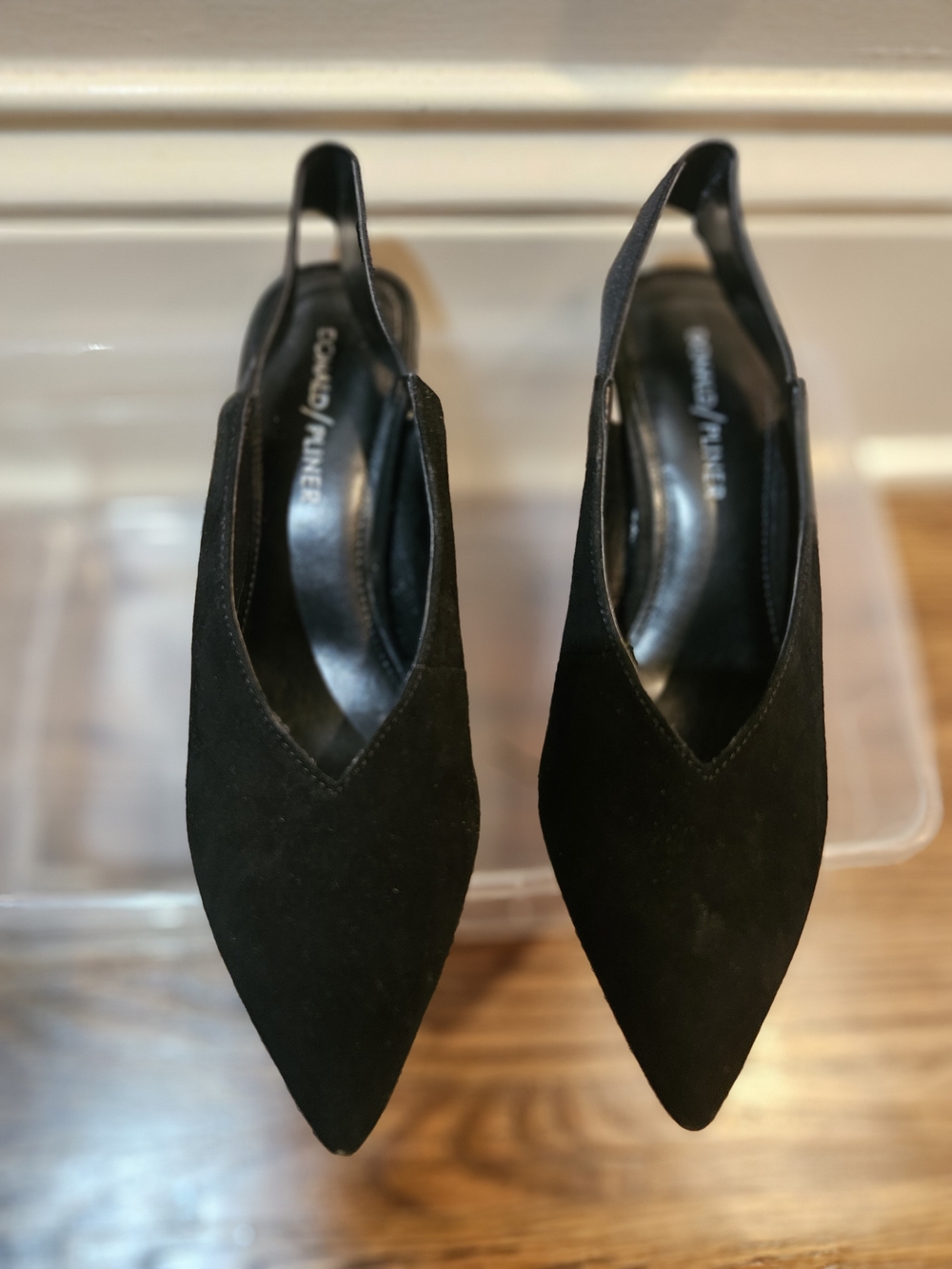 Donald J. Pliner Black Pointed Suede Slingback Pumps